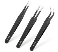 Yuanchu ESD, 3 pinzette di precisione in acciaio inox, professionali, antistatiche, di sicurezza non magnetica, per computer, riparazioni elettroniche, gioielli, laboratorio, lavoro di precisione