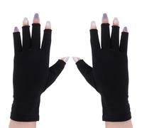 Yuanchu Guanti neri UV per unghie, guanti senza dita, sottili, anti-UV, per manicure, fitness, guida, ciclismo, pesca, cosplay, L, Nero, L
