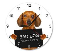 yuandd Dachshund Wall Clock Personalized Dog Name Modern Wall Clock Funny Criminal Puppy Police Bad Dog Jail Prison Pet Watch(No Frame)