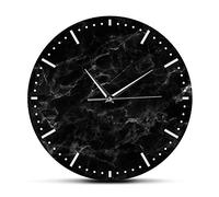 yuandd Orologio da parete minimalista in marmo nero Orologio da parete silenzioso con stampa in marmo nero per soggiorno Decor Orologio da parete astratto moderno (senza cornice)