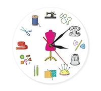 yuandd Orologio da parete per camera da cucito Sartoria Tempo per trapuntare e cucire Sarta Orologio da parete moderno Segno per cucire Decor Decorazione creativa Regalo