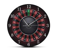 yuandd Orologio da parete silenzioso nero Orologio da parete con roulette da poker Design moderno Gioco d'azzardo Regalo per casinò Las Vegas Sala giochi Decorazione da parete