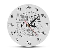 yuandd Scienza Arte Fisica Elementi e simboli Orologio da parete Equazioni matematiche Decorazione da parete Orologio da parete silenzioso Segno da laboratorio Fisico Regalo (senza cornice)