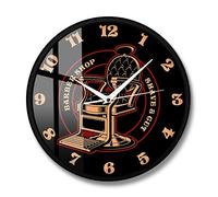 yuandd Sedia da barbiere vintage logo silenzioso orologio da parete negozio di barbiere arredamento orologio da parete appeso ottimo regalo per barbieri e parrucchieri (struttura in metallo)