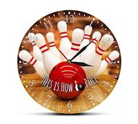 yuandd This Is How I Roll Bowling Orologio da parete Silenzioso Senza ticchettio Palla da bowling e perni Decorazioni per la casa Orologio moderno Orologio da parete Bowlers Regalo (senza cornice)