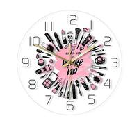 yuandd Wake Up & Make Up Orologio da parete moderno Salone di bellezza Segno da parete per affari Set trucco Orologio da parete con movimento silenzioso-1