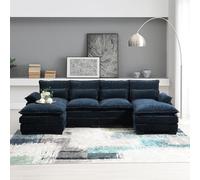 YuanDesign Divano componibile moderno a forma di U con cuscini in vita, divano simmetrico imbottito a 6 posti, divano con chaise longue per soggiorno, appartamento, 5 colori