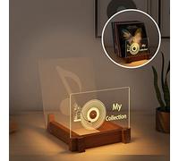 YuanDian Archiviazione dei dischi, si illumina ora giocando in legno per album in vinile con luci di colore bianco caldo, supporto per raccolta dischi in vinile con alimentazione USB.