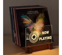 YuanDian Espositore per dischi in vinile - si illumina ora giocando in acrilico con display a LED e alimentazione USB