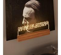 YuanDian Light up Now Playing - Supporto da parete in vinile, da parete per giradischi, supporto in legno acrilico per esposizione e archiviazione di album in vinile con luci di colore bianco caldo