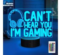 YuanDian Non riesco a sentirti Sto giocando Luce notturna, Cuffie grafiche Regalo Video 16 colori Cambia timer e Telecomando per uomini Giocatori Ragazzi e bambini