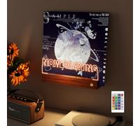 YuanDian Supporto da parete per dischi in vinile luminosi, supporto per giradischi, supporto in legno acrilico per l'esposizione e la conservazione di album in vinile con 16 luci che cambiano colore