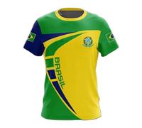 YuanDiann 2024 America Calcio Coppa Magliette Brasile Tifosi Fare Il Tifo Sport Casual Uomo Donna Bambini Bandiera Nazionale Stampa Girocollo Manica Corta Asciugatura Veloce T Shirt 2# M