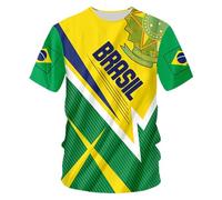 YuanDiann 2024 America Calcio Coppa Magliette Brasile Tifosi Fare Il Tifo Sport Casual Uomo Donna Bambini Bandiera Nazionale Stampa Girocollo Manica Corta Asciugatura Veloce T Shirt 11# M
