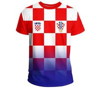 YuanDiann 2024 Coppa Europea Calcio T Camicie Croazia Fan Sport Casual Stampa Bandiere nazionali Manica Corta Uomini Donne Bambini Asciugatura Rapida Maglia Traspirante, 2#, L