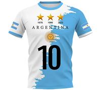 YuanDiann Bambini 2022 Coppa del Mondo di Calcio Argentina Vince Commemorative Magliette 3 Stelle Bandiera Nazionale Stampa Manica Corta Girocollo Casual Sportivo T Shirt 1# 100