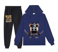 YuanDiann Felpa con cappuccio per bambini Assassino Tracksuits + pantaloni da jogging set da 2 pezzi Italian Brain stampa tuta per ragazzi e ragazze con cappuccio e pantaloni, Blu mare, 100