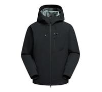 YuanDiann Giacca softshell da uomo e donna, con fodera in pile, antivento, impermeabile, con cappuccio, per le mezze stagioni, per le escursioni, il ciclismo, Nero , XL