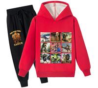 YuanDiann Italian Brain Red - Tuta da tracksuit per bambini, 2 pezzi, con cappuccio e pantaloni da jogging, cappuccino Assassino Tung Tung, motivo fodera in pile, sport, casual, con cappuccio e