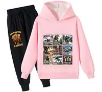 YuanDiann Italian Brain Red - Tuta da tracksuit per bambini, 2 pezzi, con cappuccio e pantaloni da jogging, cappuccino Assassino Tung Tung, motivo fodera in pile, sport, casual, con cappuccio e