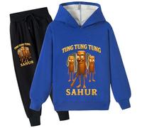 YuanDiann Italian Brain Red - Tuta da tracksuit per bambini, 2 pezzi, con cappuccio e pantaloni da jogging, cappuccino Assassino Tung Tung, motivo fodera in pile, sport, casual, con cappuccio e