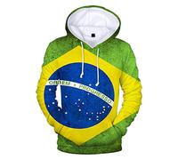 YuanDiann Qatar Football World Cup Pullover con Cappuccio Fan tifano per l'allenamento Sportivo Uomo Donna Stampa Felpa con Cappuccio Maglione con Tasche Felpe Casual Stretch Top 3D Brasile 1# L
