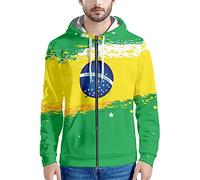 YuanDiann Qatar Football World Cup Pullover con cappuccio Fan tifano per l'allenamento sportivo Uomo Donna Stampa Felpa con cappuccio Maglione con tasche Felpe casual Stretch Fit Top Zip Brasile 1 # S