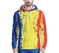 YuanDiann Qatar Football World Cup Pullover con cappuccio tifosi per l'allenamento sportivo uomo donna stampa felpa con cappuccio maglione con tasche felpe casual elasticizzate top Romania XL