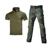 YuanDiann Set di vestiti tattici da uomo, camuffamento, camicia a maniche corte e pantaloni, tasche multiple per softair, esercito, escursionismo, caccia, campeggio, trekking, attività all'aperto