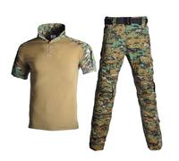 YuanDiann Set di vestiti tattici da uomo, camuffamento, camicia a maniche corte e pantaloni, tasche multiple per softair, esercito, escursionismo, caccia, campeggio, trekking, attività all'aperto