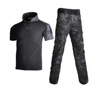 YuanDiann Set di vestiti tattici da uomo, camuffamento, camicia a maniche corte e pantaloni, tasche multiple per softair, esercito, escursionismo, caccia, campeggio, trekking, attività all'aperto