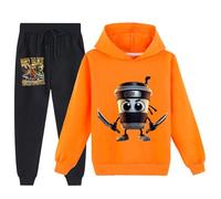YuanDiann Tuta da Ginnastica per Bambini Cappuccino Assassino con Cappuccio + Pantaloni da Jogging 2-pezzi Set Stampa Italian Brainrot Tuta da Allenamento per Ragazzi e Ragazze Hoodie & Pantaloni