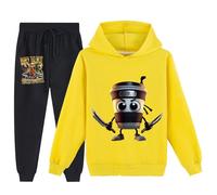 YuanDiann Tuta da Ginnastica per Bambini Cappuccino Assassino con Cappuccio + Pantaloni da Jogging 2-pezzi Set Stampa Italian Brainrot Tuta da Allenamento per Ragazzi e Ragazze Hoodie & Pantaloni