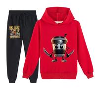 YuanDiann Tuta da Ginnastica per Bambini Cappuccino Assassino con Cappuccio + Pantaloni da Jogging 2-pezzi Set Stampa Italian Brainrot Tuta da Allenamento per Ragazzi e Ragazze Hoodie & Pantaloni