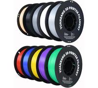 YUANEANG - Filamento per stampante 3D, 10 rotoli, precisione di misurazione +/- 0,02 mm, bobina da 10 kg, 1,75 mm, nero, bianco, grigio, rosso, blu, verde, viola, color pelle, argento, giallo