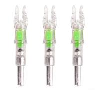 YUANGANG 3 Pezzi Cocca per Arco per Tiro con L'Arco, Cocca a LED Cocca Illuminata Automaticamente 6.2mm LED Cocca per Freccia Incandescente per La Caccia (Verde)