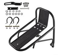 YUANGANG Portapacchi anteriore in lega di alluminio per bici elettrica, accessori per bicicletta, design antiscivolo, facile da installare, 23 x 15 x 12 cm, nero (cremagliera+morsetto)