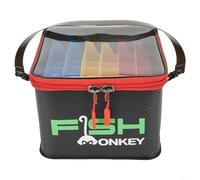 YUANGANG Scatola per attrezzatura da pesca, secchiello da pesca, vassoi per riporre esche in EVA, 48 scomparti, con 6 divisori per attrezzatura da pesca in barca, 23 x 23 x 16 cm