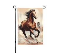 YUANGJHOP Bandiera cavallo rampante marrone adatta per uso interno ed esterno, perfetta per casa, giardino, eventi e manifestazioni patriottiche.