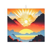 YUANGJHOP Bright Sunrise Tappetino scolapiatti per cucina, resistente al calore con tappetino antiscivolo nascosto super assorbente da cucina, tappetino per scolapiatti facile da pulire.