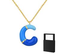 YUANHUYUOU Collana con iniziale per donne, ragazze e bambini - Delicata collana con iniziale placcata in oro 18 carati, piccola collana con ciondolo dalla A alla Z (C)