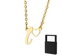 YUANHUYUOU Collana con lettera, ragazze e bambini - Delicata collana con iniziale placcata in oro 18 carati, piccola collana con ciondolo dalla A alla Z (L)