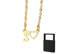 YUANHUYUOU Collana con lettera, ragazze e bambini - Delicata collana con iniziale placcata in oro 18 carati, piccola collana con ciondolo dalla A alla Z (S)