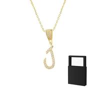 YUANHUYUOU Collana con lettera, ragazze e bambini - Delicata collana con iniziale placcata in oro 18 carati, piccola collana con ciondolo dalla A alla Z. (J)