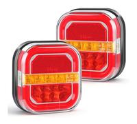 Yuanjoy 2 Pezzi Fanali Posteriori LED Per Rimorchio Impermeabili Neon, Fanali Posteriori Per Camion Con Omologazione E 12V 24V - Compatto Con 5 Funzioni Per Camion, Roulotte, Furgone, Trattore