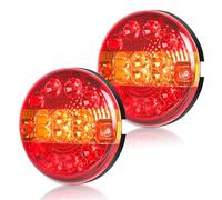 Yuanjoy 2 x fanali posteriori, 12 V/24 V, illuminazione per rimorchio, impermeabile, rotondo, a forma di hamburger, universale, per rimorchi, camion, roulotte, furgoni o trattori