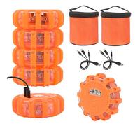 Yuanjoy 6 luci di avvertimento ricaricabili, luci a LED, per strada, di sicurezza, lampeggianti, con base magnetica e gancio, 9 modalità di luce per la sicurezza stradale, per auto, camion, barche