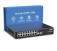 YuanLey 18 Porte 2,5G Switch Ethernet Umanaged, 16 Port 2,5G Base-T, 2 Port 10G SFP, Compatibile 100/1000M, Metallo Senza Ventola, Switch di Rete 2,5Gbe da Montaggio a Rack per AP Wireless, Nas, PC