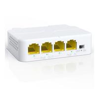 YuanLey 4 Porte PoE Extender Gigabit con 3 PoE Out, IEEE 802.3af/at Mini 4 Canali Ripetitore 1000Mbps, Parete e Din Rail Montare Passthrough Amplificatore/Booster, Plug and Play