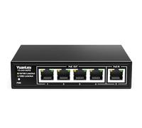 YuanLey Estensore Poe Gigabit a 5 Porte con 4 Uscite Poe, Ingresso Poe da 90W, IEEE 802.3af/at/BT, Ripetitore Poe Mini a 5 Canali 1000Mbps, Custodia in Metallo, 6KV, Switch Poe Pass-Through